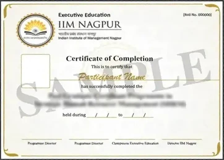 Sample certificate — Indian Institute of Management Nagpur